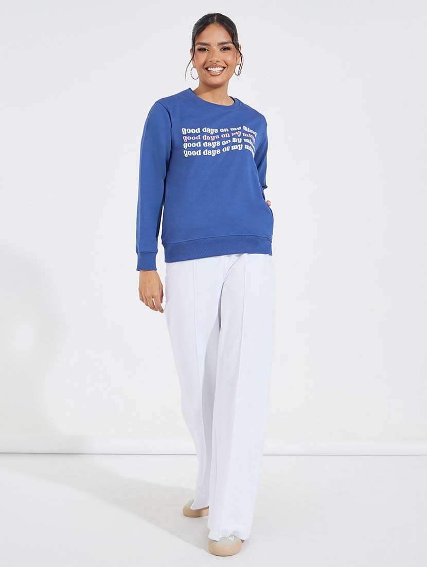 women chest print long sleeve sweatshirt - 21695439 -  Standard Image - 2