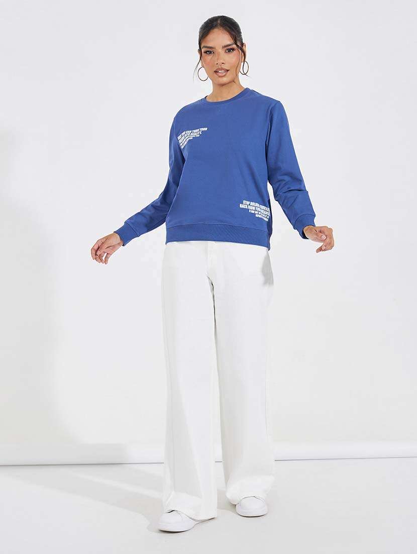 women placement print long sleeve sweatshirt - 21695440 -  Standard Image - 2