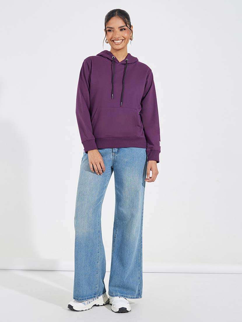 women long sleeves plain sweatshirt - 21695441 - Standard Image - 2