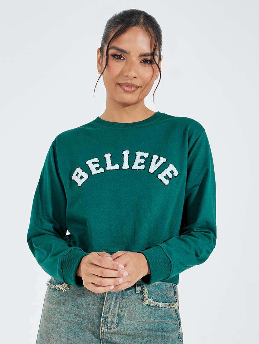 women chest print long sleeve sweatshirt