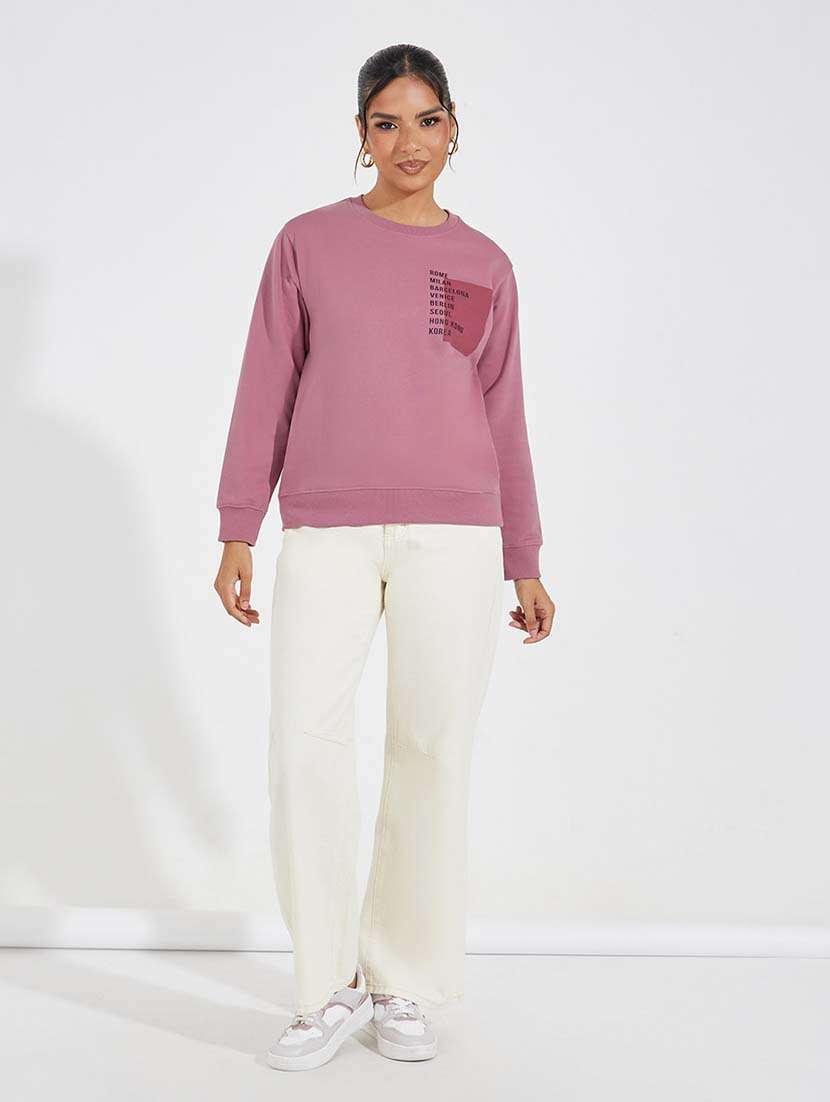 women placement print long sleeve sweatshirt - 21695444 -  Standard Image - 2