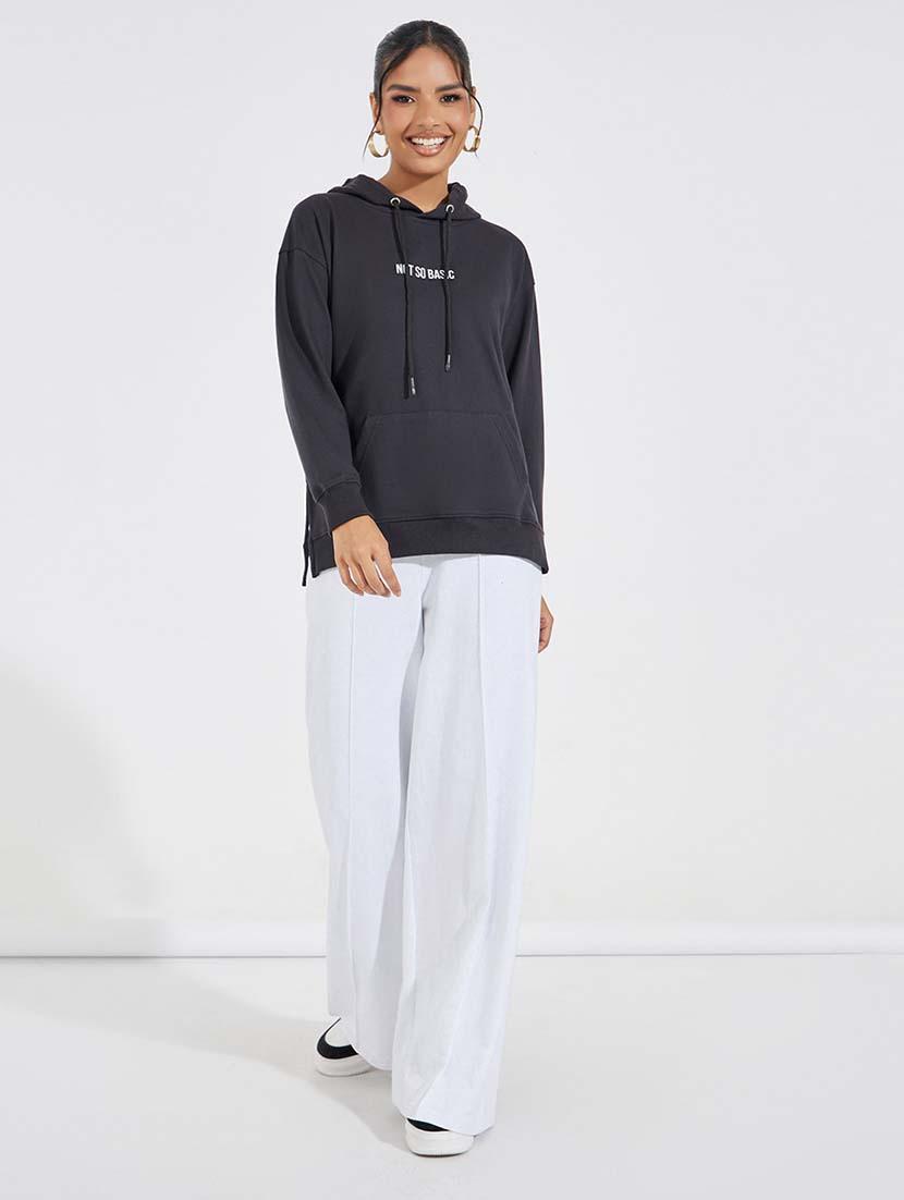 women long sleeves chest print sweatshirt - 21695446 - Standard Image - 2