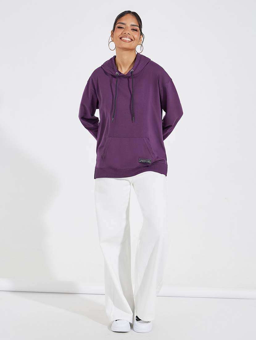 women solid long sleeve sweatshirt - 21695449 -  Standard Image - 2
