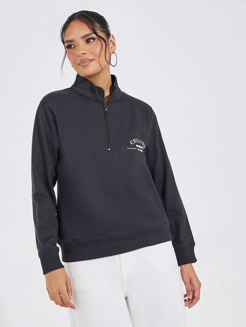 women solid long sleeve sweatshirt - 21695451 -  Zoom Image - 0