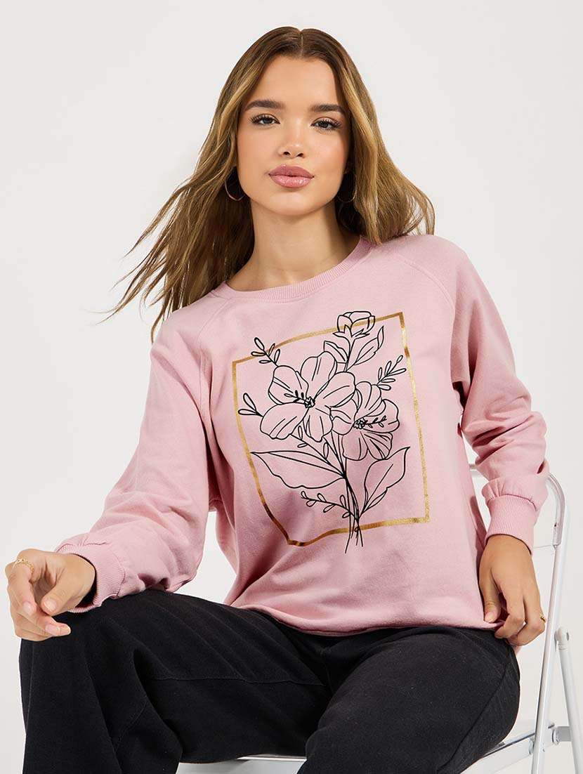 women front print long sleeve sweatshirt - 21695454 -  Standard Image - 2