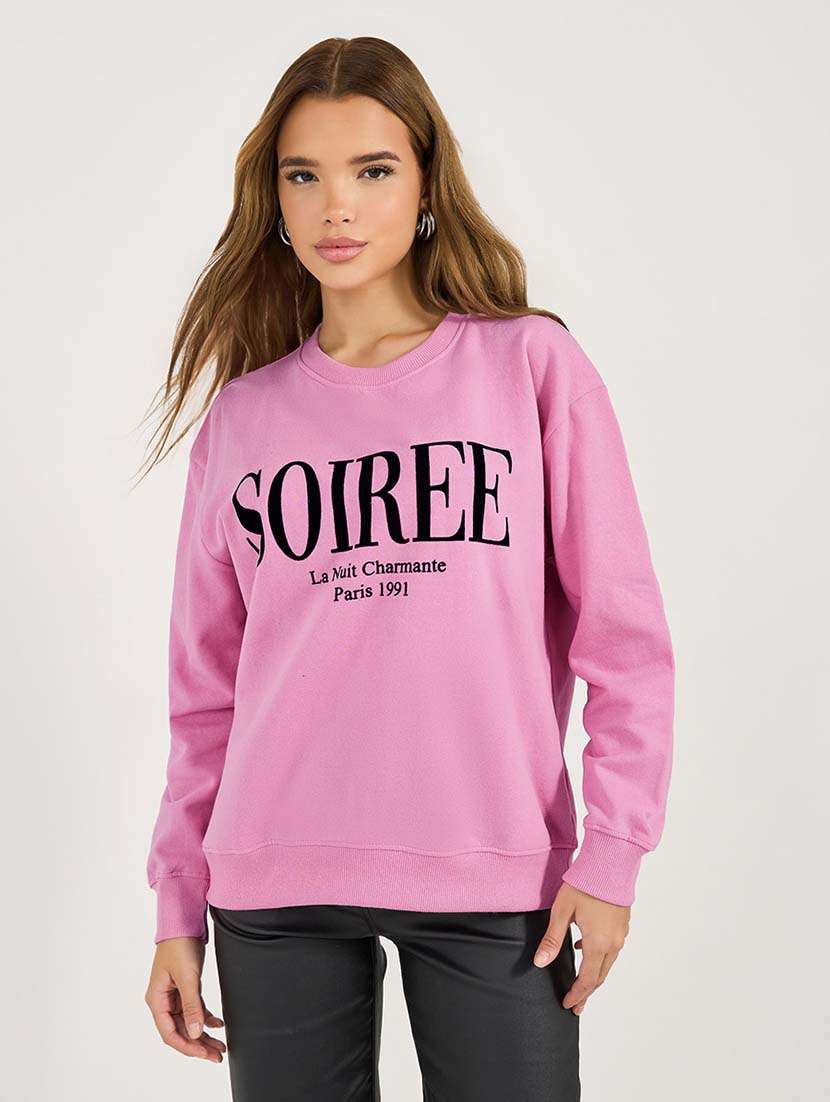 women chest print long sleeve sweatshirt
