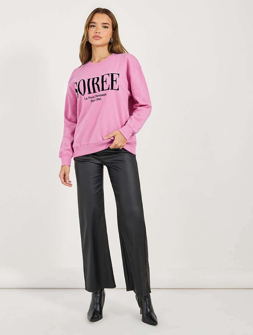 Women Chest Print Long Sleeve Sweatshirt - 21695460 -  Standard Image - 2
