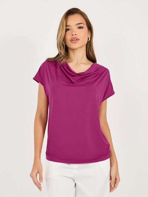 women solid cowl neck regular top - 21695472 - Standard Image - 0