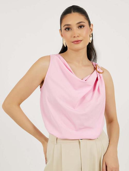 women solid sleeveless cowl neck regular top - 21695476 - Standard Image - 0