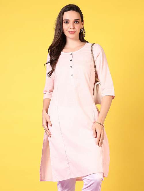 women round neck solid straight kurta - 21695506 -  Standard Image - 0