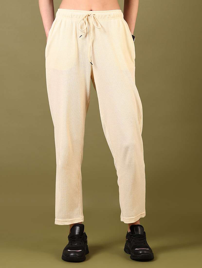 beige solid track pant