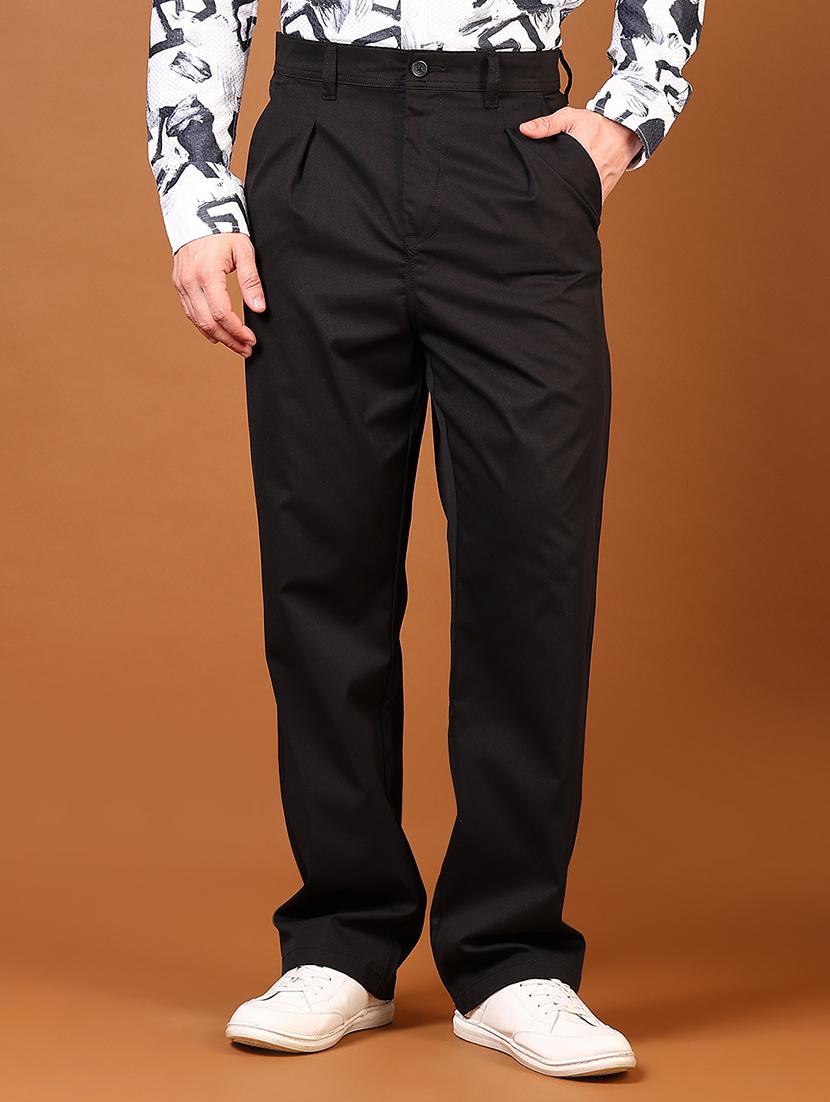 men black solid high rise chinos casual trouser - 21695533 - Zoom Image - 0