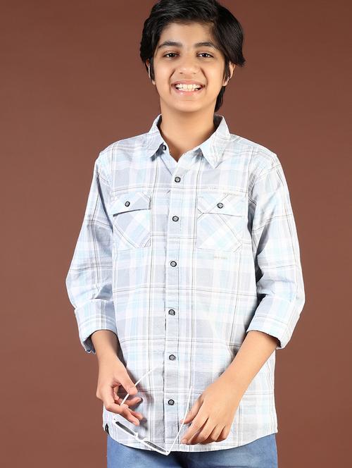 boys checkered long sleeve casual shirt - 21695556 - Standard Image - 0