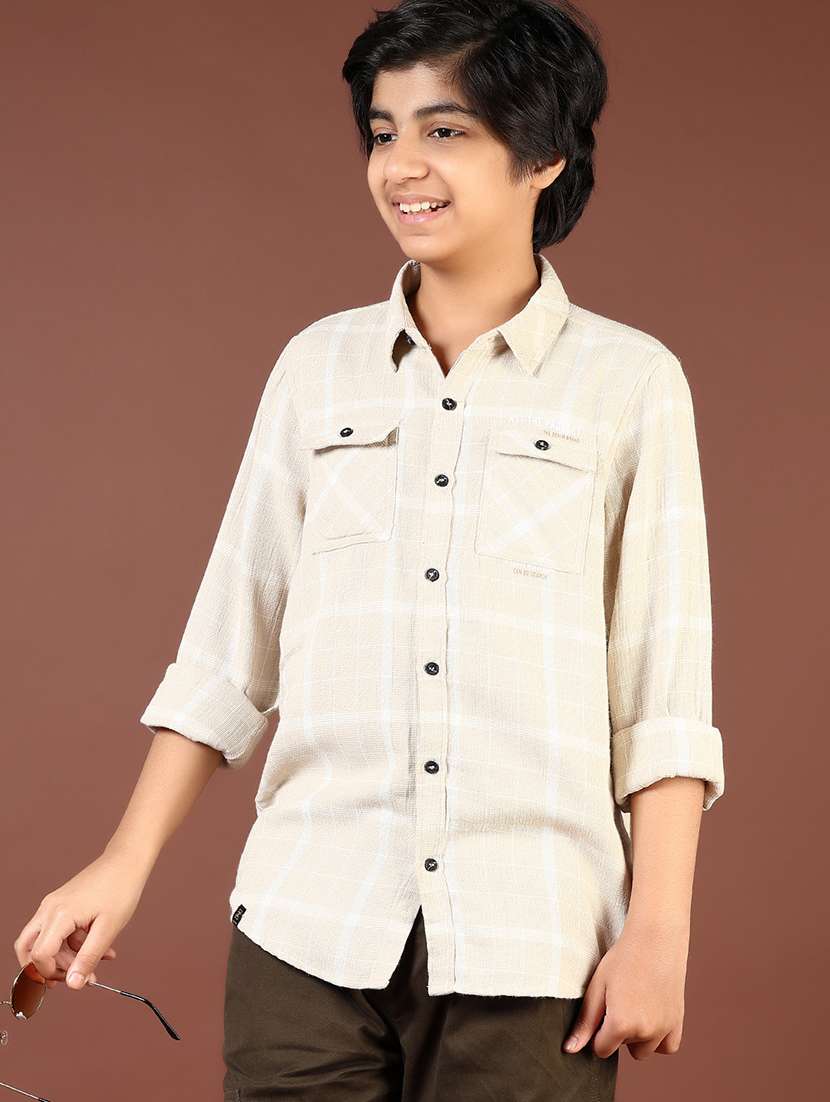 boys checkered long sleeve casual shirt