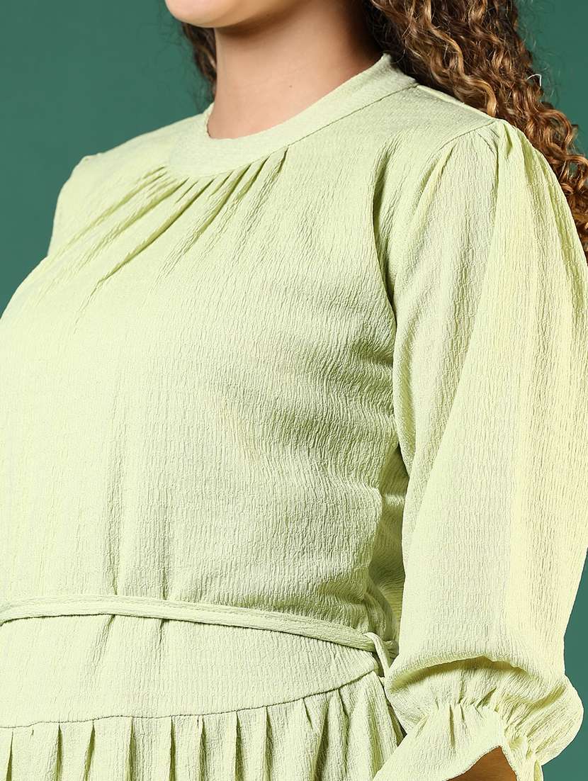 women solid puff sleeve tiered dress - 21695562 - Standard Image - 2