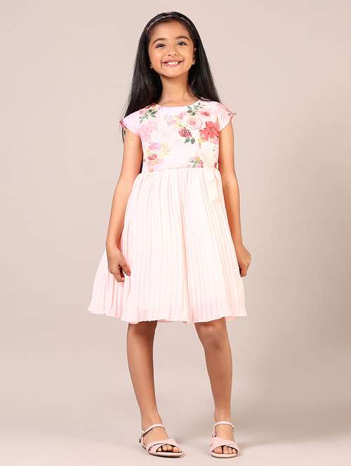 girls floral print short sleeves frock