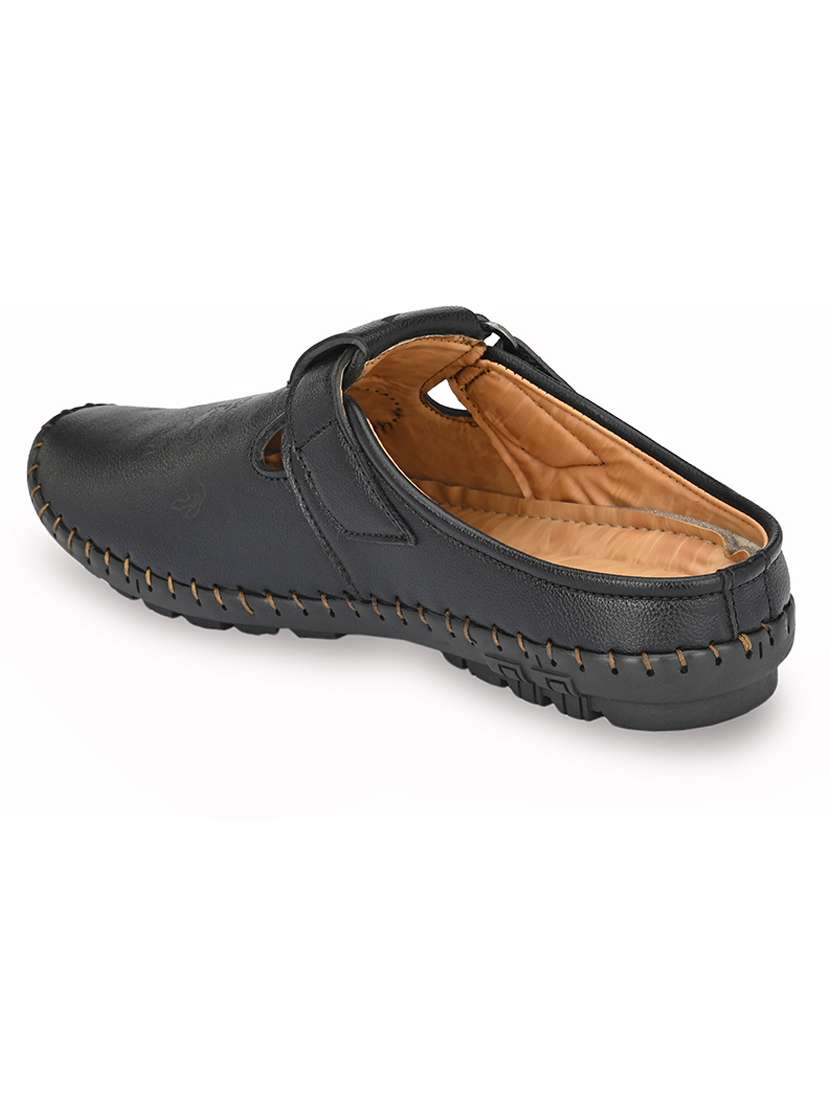 black synthetic slip on sandals - 21695958 -  Standard Image - 2