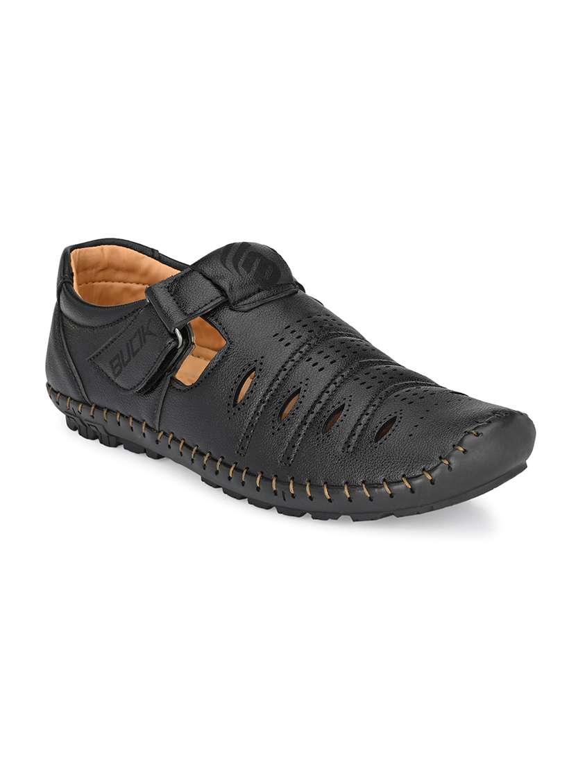 black synthetic slip on sandals - 21695961 -  Standard Image - 2