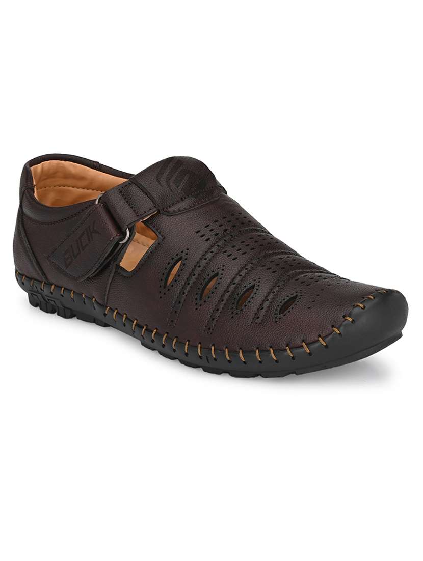 brown synthetic slip on sandals - 21695962 -  Standard Image - 2