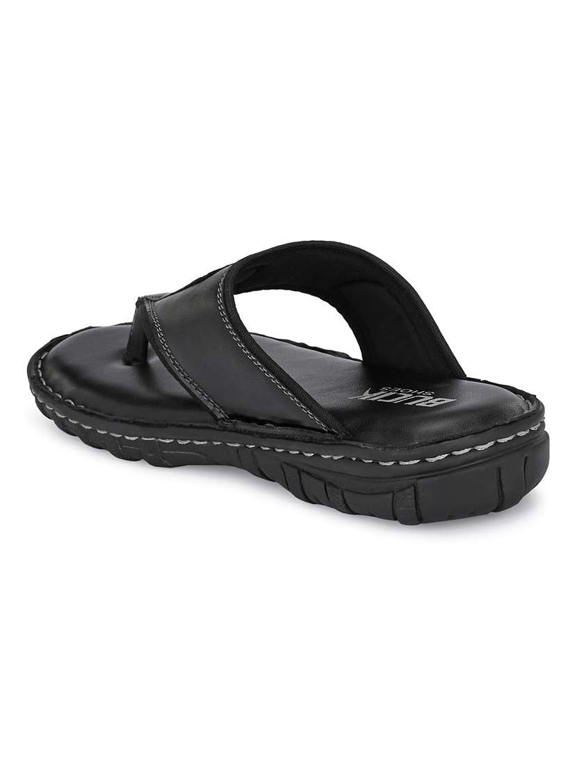 black leatherette slip on slippers - 21695988 -  Standard Image - 2