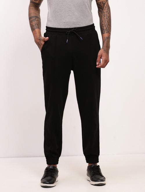 men black solid mid rise jogger - 21695994 - Standard Image - 0