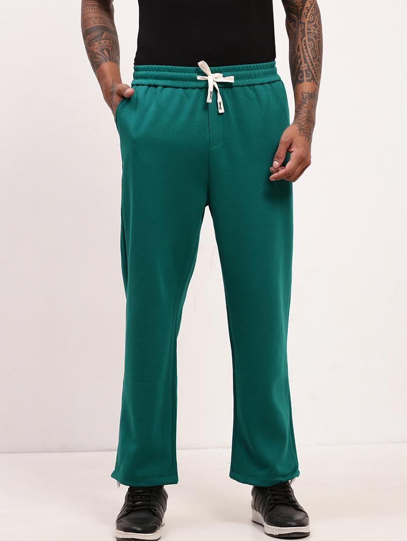 men solid mid riise full length track pant - 21695995 -  Zoom Image - 0