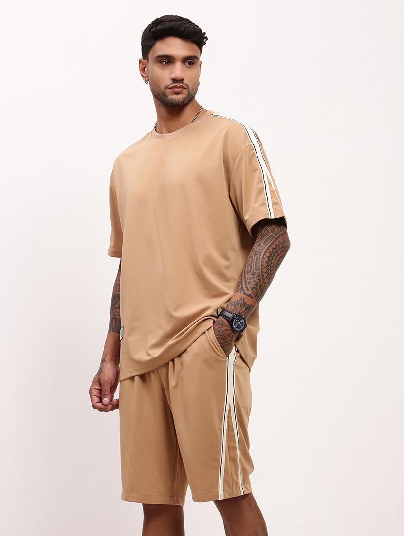 men solid t-shirt & short co-ords set - 21695996 - Standard Image - 2