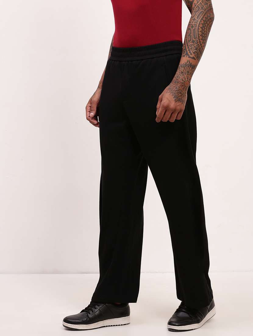 men solid regular fit full length track pants - 21696006 -  Standard Image - 2