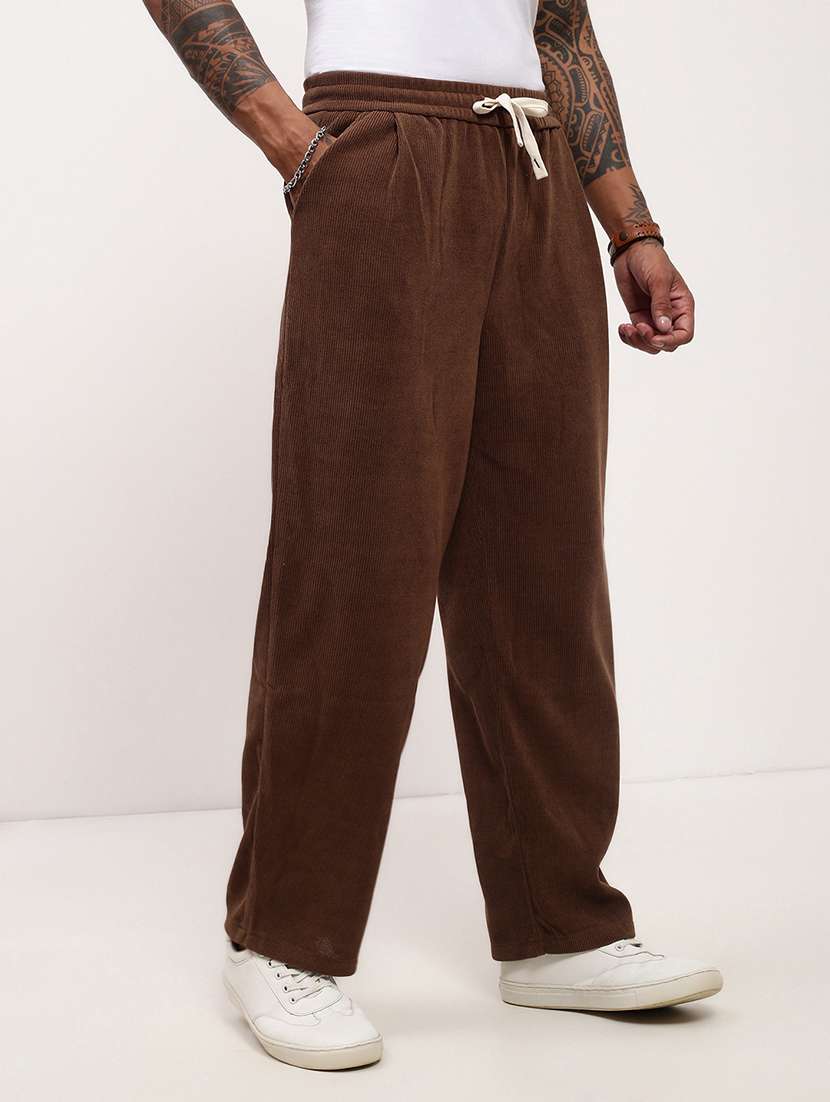 men solid regular fit full length track pants - 21696009 -  Standard Image - 2