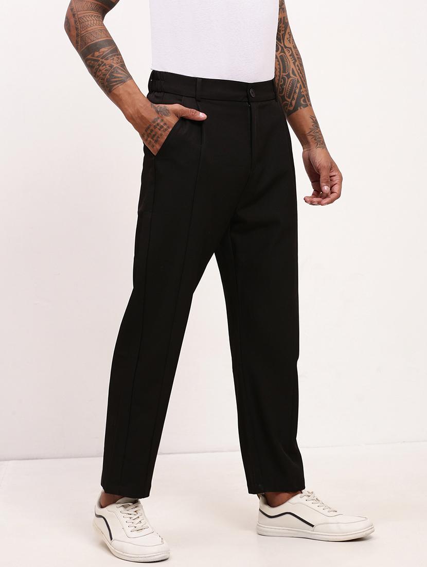 men black solid ankle length korean pants - 21696011 - Standard Image - 2