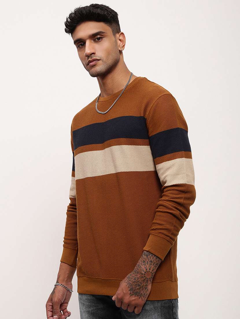 men color block long sleeve pullover - 21696050 -  Standard Image - 2