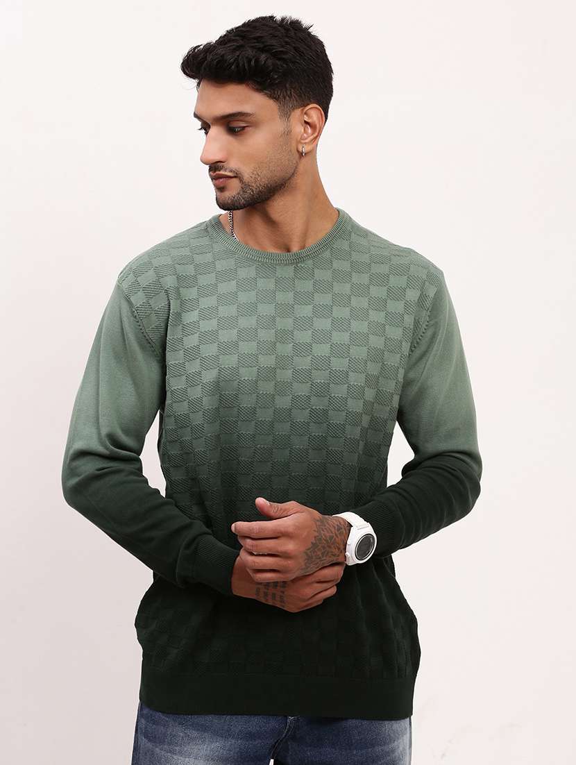 men green ombre long sleeve pullover