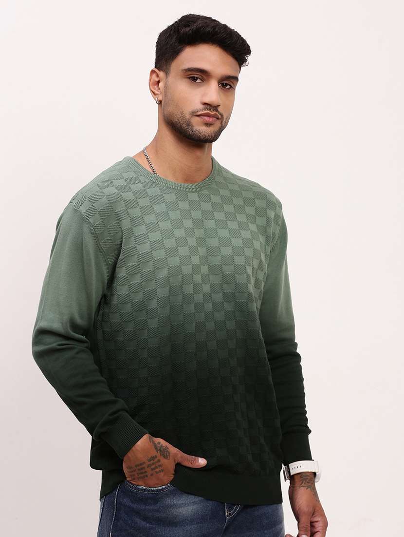 men green ombre long sleeve pullover - 21696051 -  Standard Image - 2