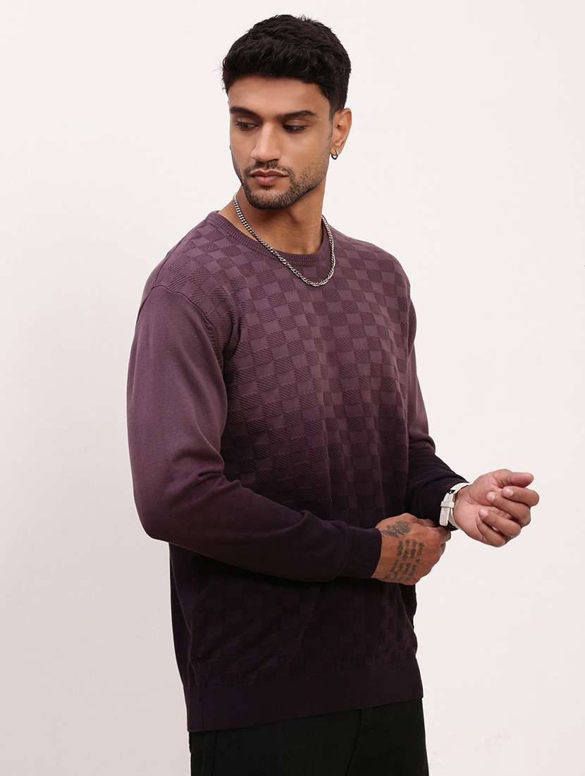 men purple ombre long sleeve pullover - 21696053 -  Standard Image - 2