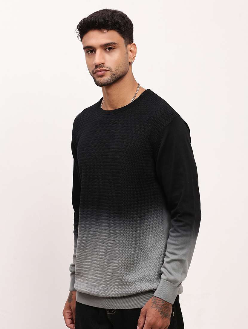 men black ombre long sleeve pullover - 21696054 -  Standard Image - 2