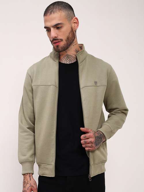 men solid front-open long sleeve sweatshirts - 21696060 - Standard Image - 0