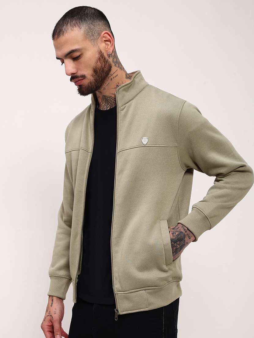 men solid front-open long sleeve sweatshirts - 21696060 - Standard Image - 2