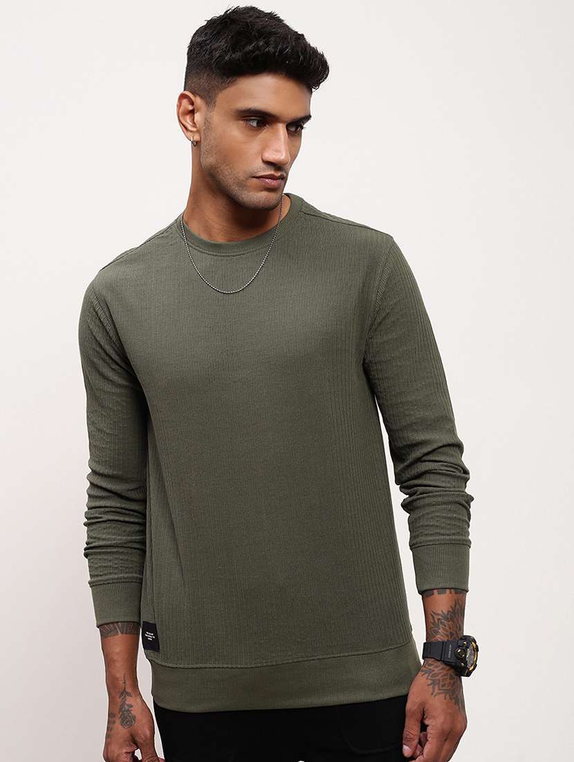 men solid long sleeve sweatshirt