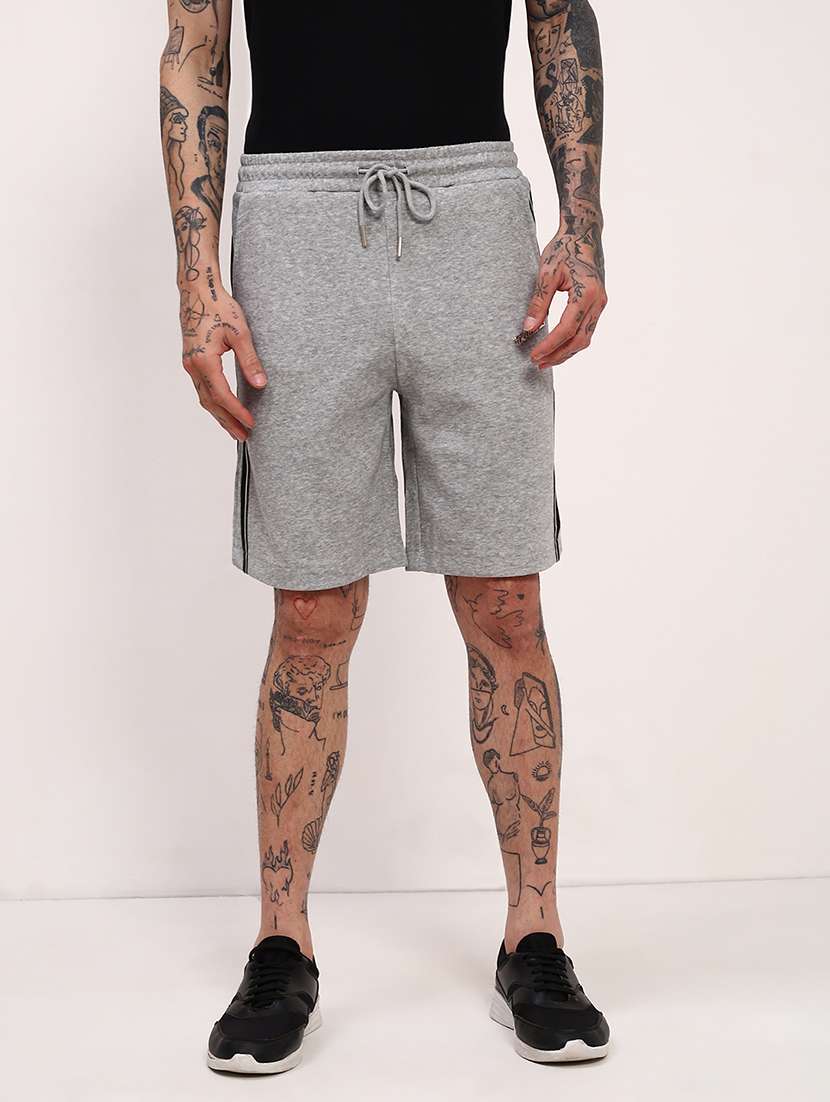 men side taped mid rise regular fit shorts - 21696077 - Zoom Image - 0