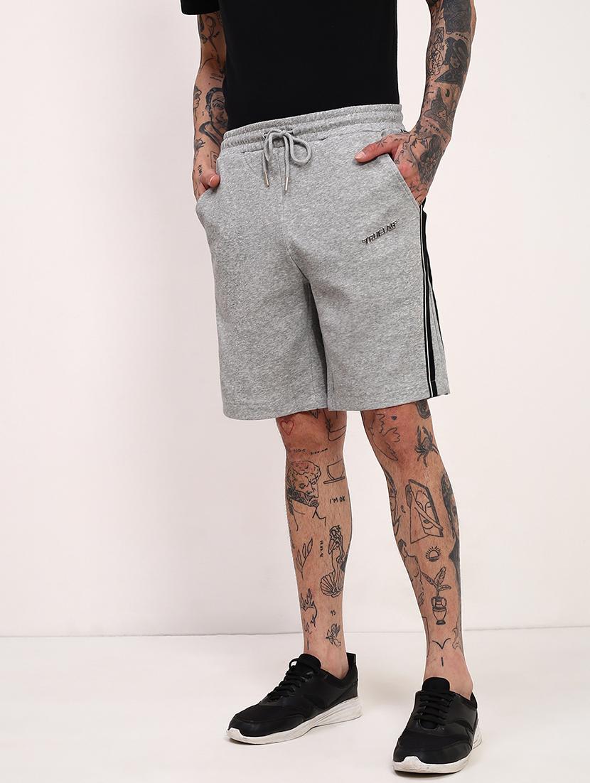 men side taped mid rise regular fit shorts - 21696077 - Standard Image - 2