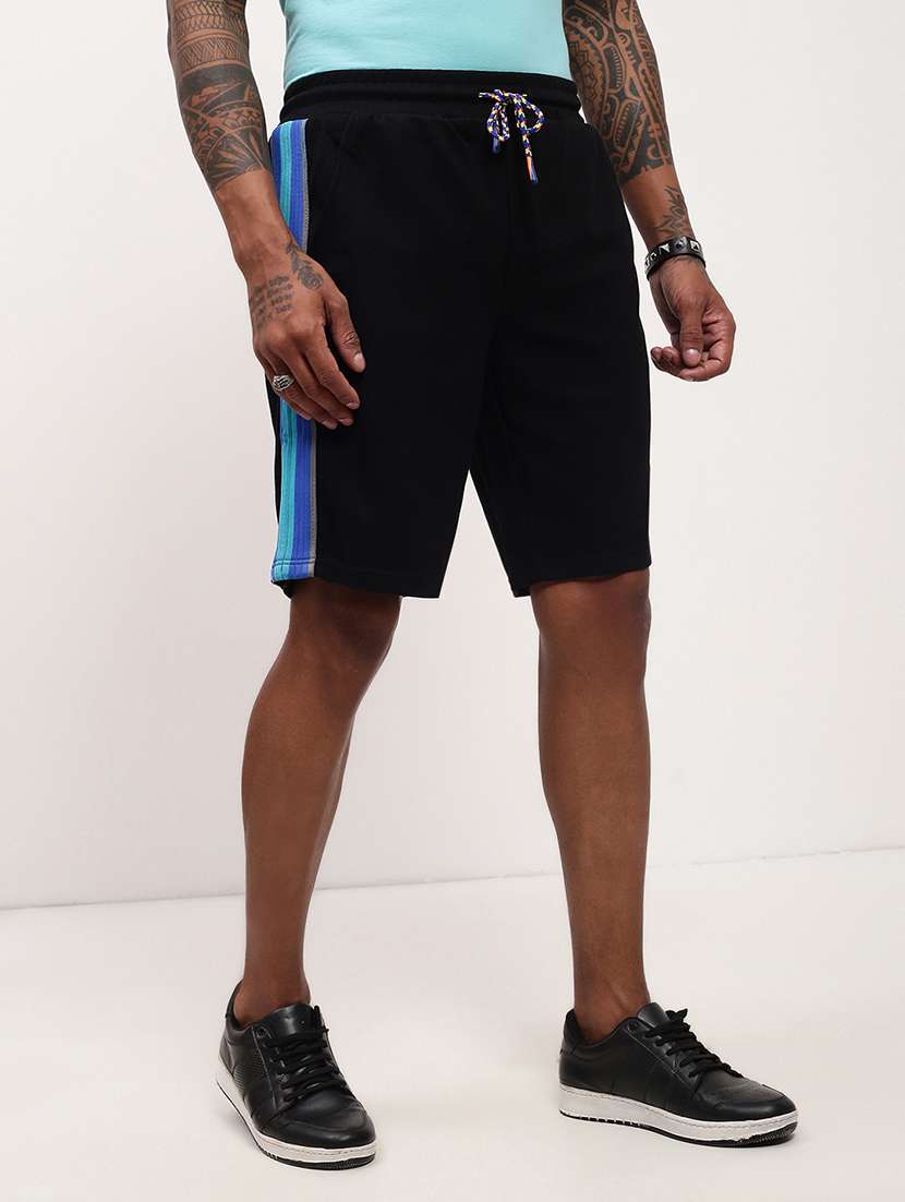men side taped mid rise regular fit shorts - 21696089 - Standard Image - 2