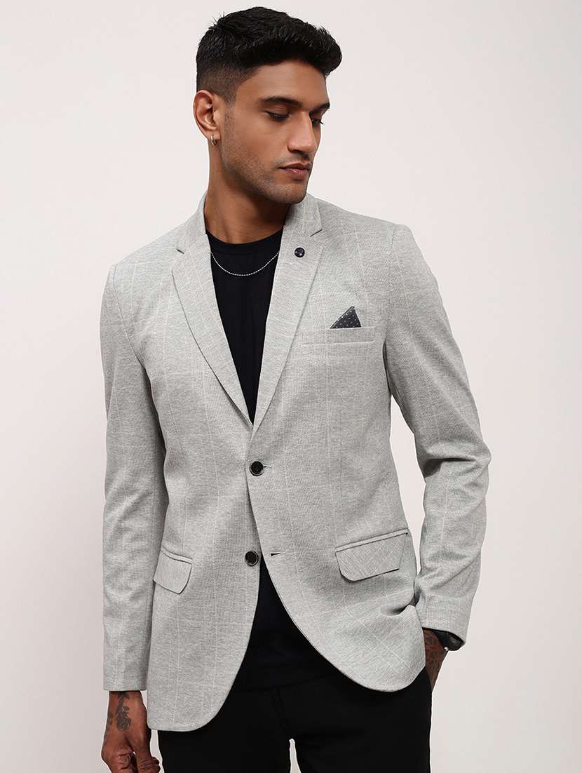 men checks single breasted casual blazer - 21696104 -  Zoom Image - 0