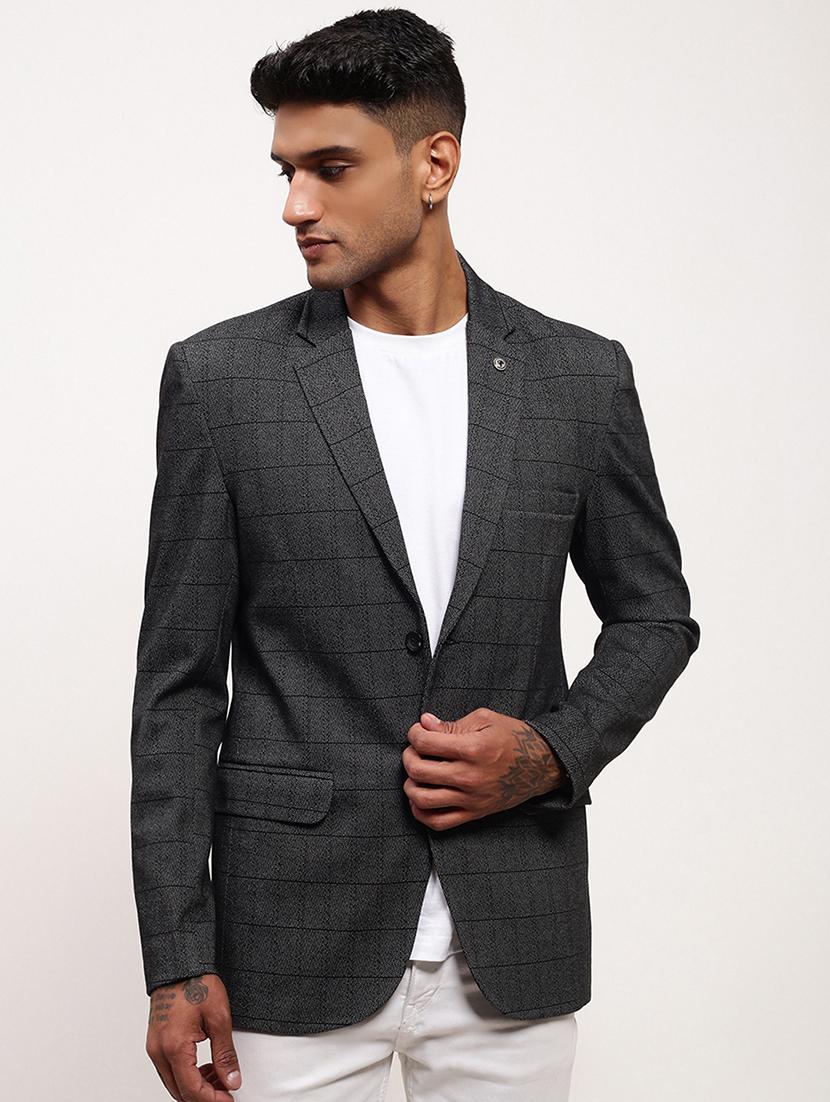 men checks single breasted casual blazer - 21696107 - Zoom Image - 0