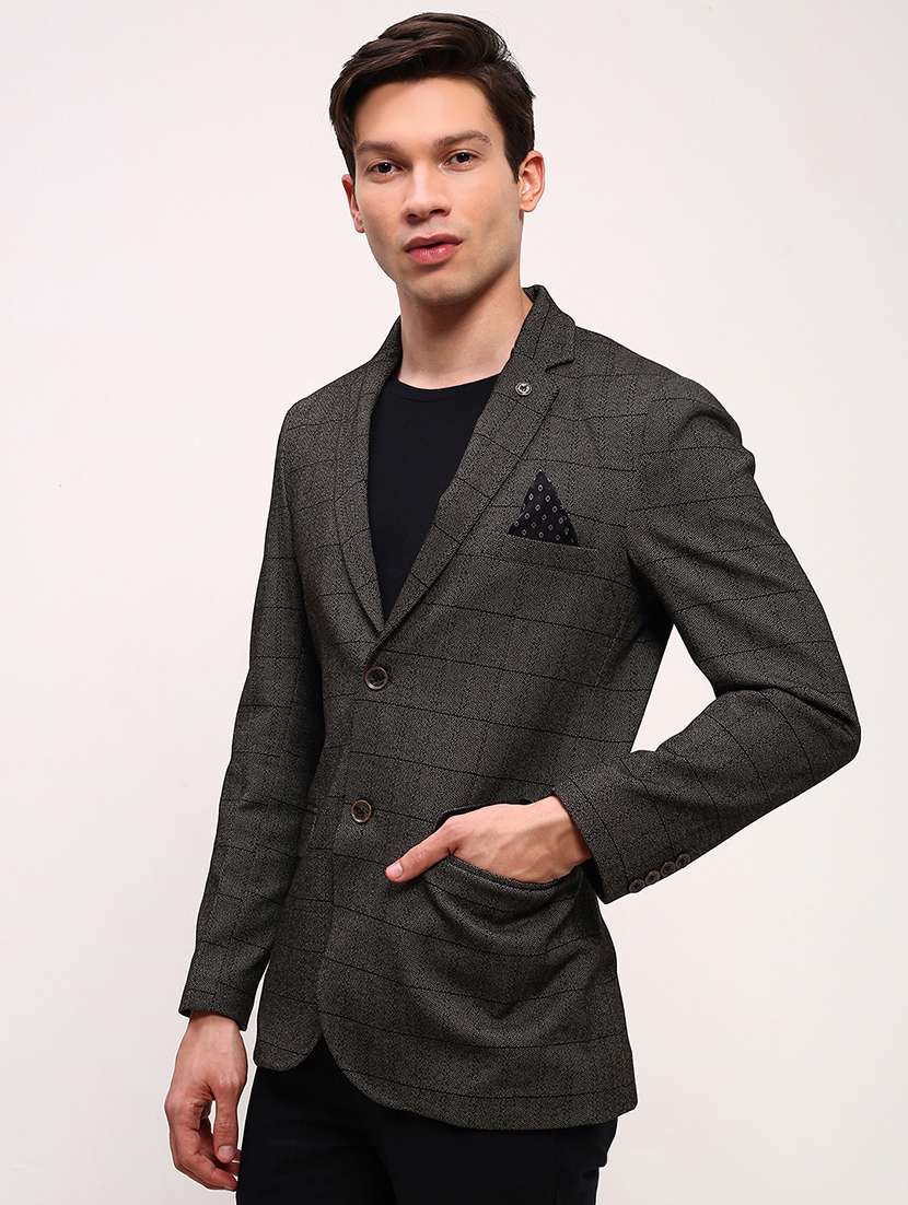 men checks single breasted casual blazer - 21696108 -  Standard Image - 2