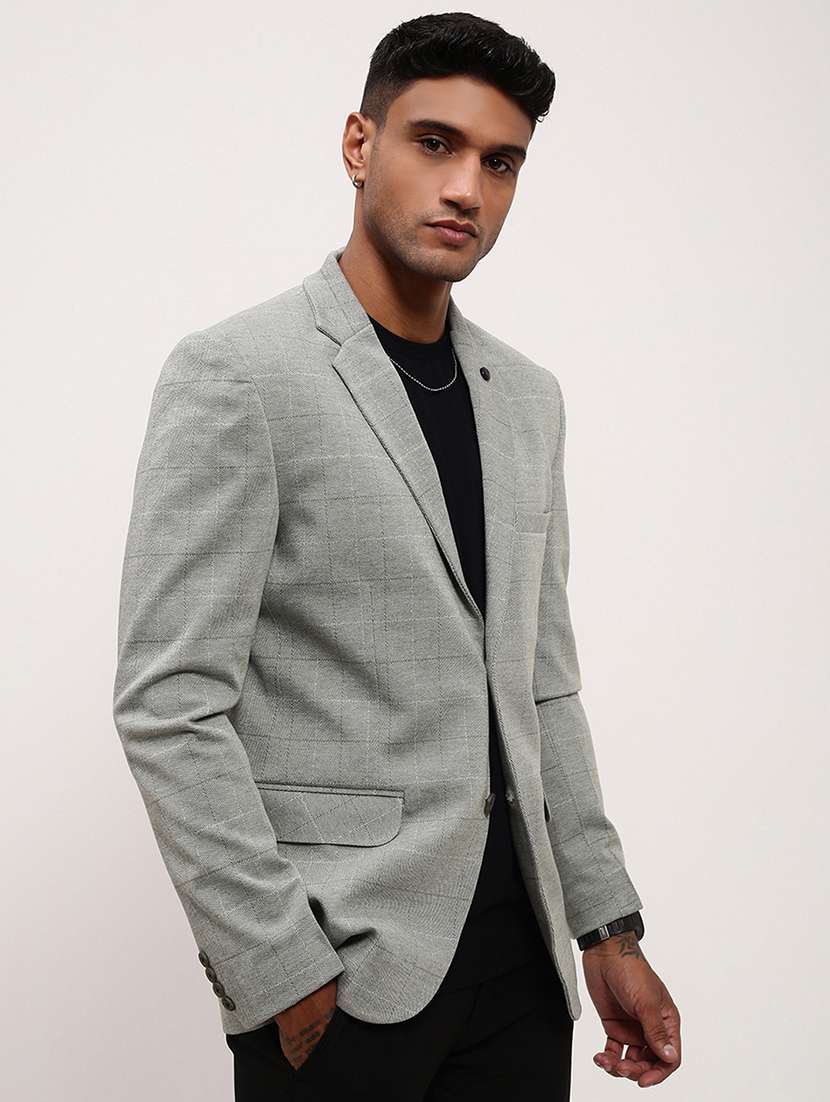 men checks single breasted casual blazer - 21696111 -  Standard Image - 2