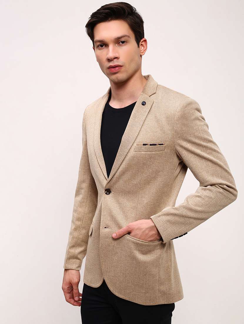 men solid single breasted casual blazer - 21696112 -  Standard Image - 2