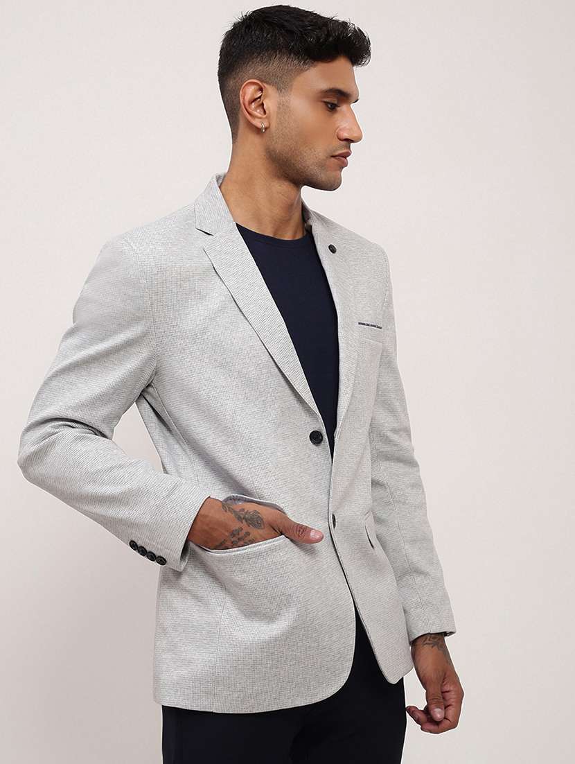 men solid single breasted casual blazer - 21696113 -  Standard Image - 2