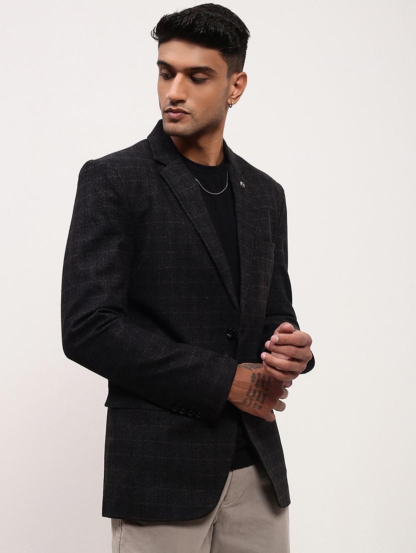 men checks single breasted casual blazer - 21696116 - Standard Image - 2