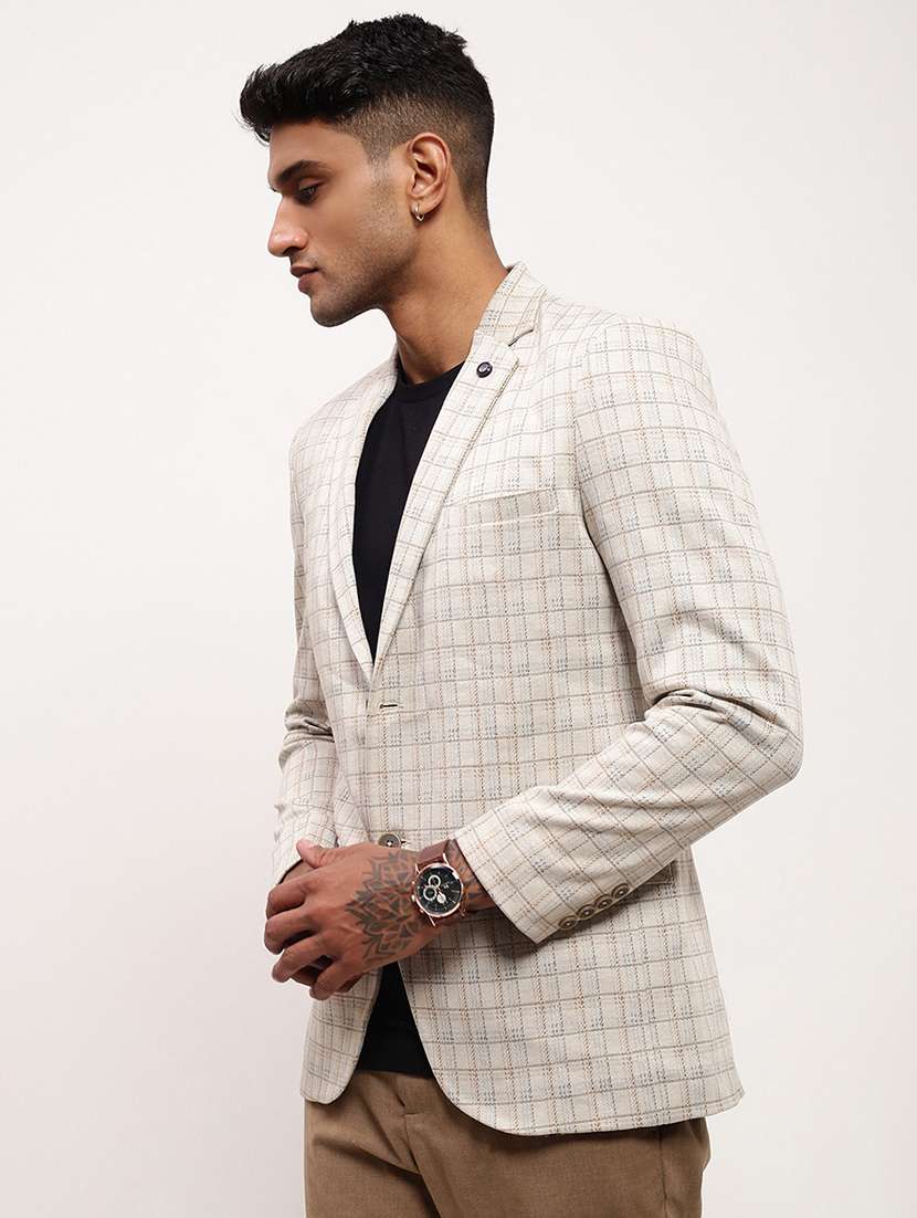 men checks single breasted casual blazer - 21696117 -  Standard Image - 2