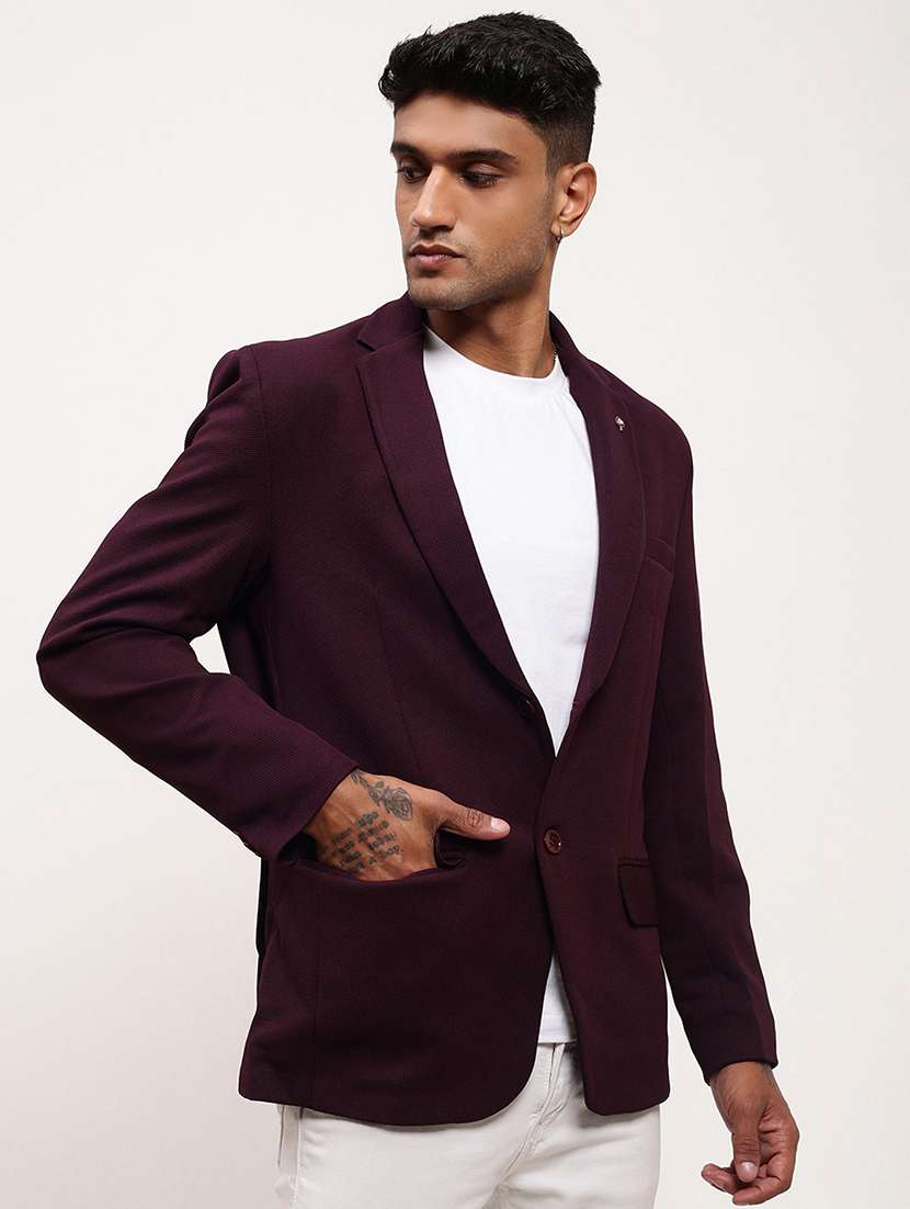 men solid single breasted casual blazer - 21696118 - Standard Image - 2